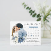 Dusty Blue Navy Champagne Ivory Save the Date Briefkaart (Staand voorkant)