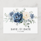 Dusty Blue Navy Champagne Ivory Save the Date Briefkaart (Voorkant)