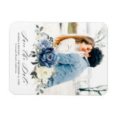 Dusty Blue Navy Champagne Ivory Save the Date Magneet (Horizontaal)