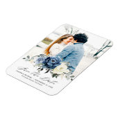 Dusty Blue Navy Champagne Ivory Save the Date Magneet (Linkerzijde)