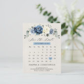 Dusty Blue Navy Champagne Ivory Save the Date Post Briefkaart (Staand voorkant)