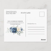 Dusty Blue Navy Champagne Ivory Save the Date Post Briefkaart (Achterkant)