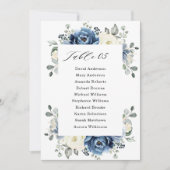 Dusty Blue Navy Champagne Ivory Seating Chart Card Kaart (Voorkant)