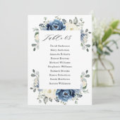 Dusty Blue Navy Champagne Ivory Seating Chart Card Kaart (Staand voorkant)