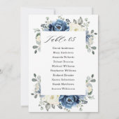 Dusty Blue Navy Champagne Ivory Seating Chart Card Kaart (Achterkant)