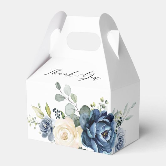 Dusty Blue Navy Champagne Ivory Vrijgezellenfeest Bedankdoosjes (Voorkant Zijde)