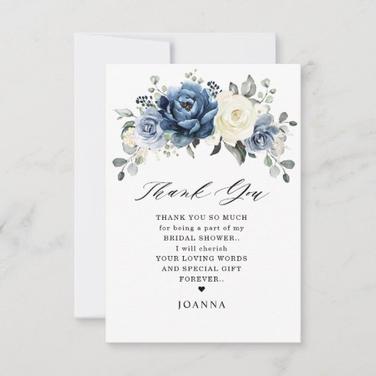 Dusty Blue Navy Champagne Ivory Vrijgezellenfeest Bedankkaart (Voorkant)