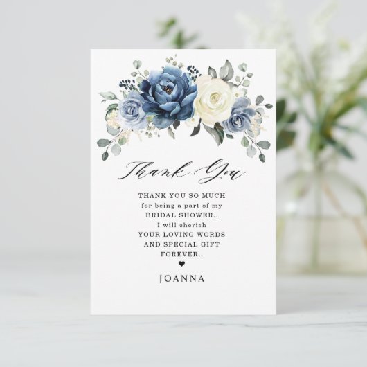 Dusty Blue Navy Champagne Ivory Vrijgezellenfeest Bedankkaart (Staand voorkant)