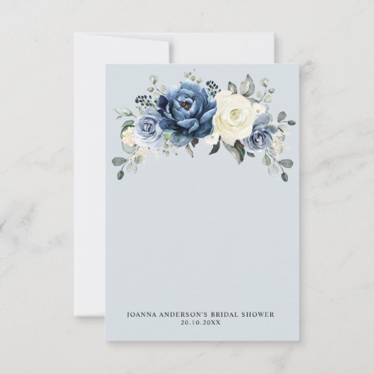 Dusty Blue Navy Champagne Ivory Vrijgezellenfeest Bedankkaart (Achterkant)