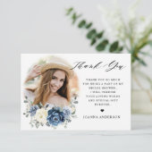 Dusty Blue Navy Champagne Ivory Vrijgezellenfeest Bedankkaart (Staand voorkant)