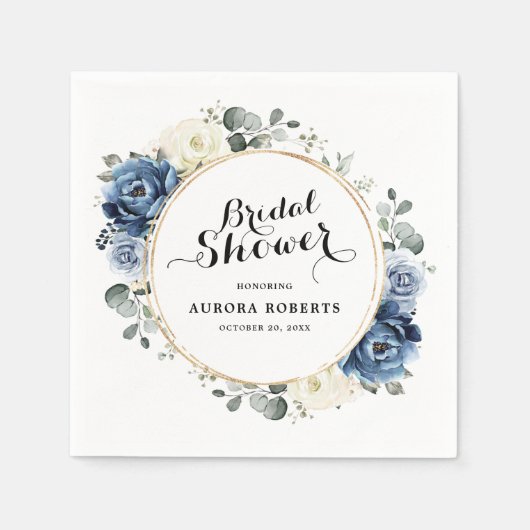 Dusty Blue Navy Champagne Ivory Vrijgezellenfeest Servet (Voorkant)