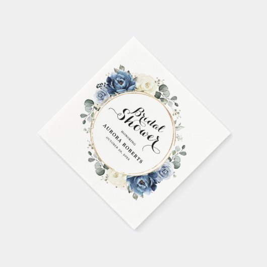 Dusty Blue Navy Champagne Ivory Vrijgezellenfeest Servet (Hoek)