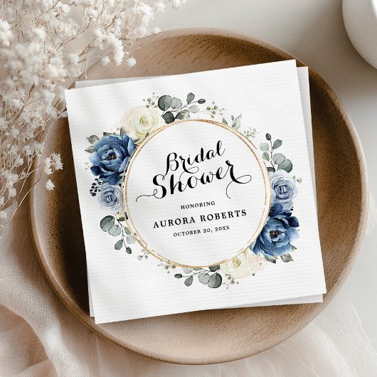 Dusty Blue Navy Champagne Ivory Vrijgezellenfeest Servet