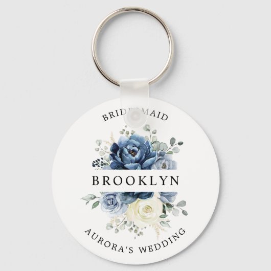 Dusty Blue Navy Champagne Ivory Vrijgezellenfeest  Sleutelhanger (Voorkant)
