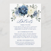 Dusty Blue Navy Champagne Ivory Wedding Details En Informatiekaartje (Voorkant)