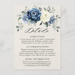 Dusty Blue Navy Champagne Ivory Wedding Details En Informatiekaartje