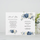 Dusty Blue Navy Champagne Ivory Wedding Programme (Staand voorkant)