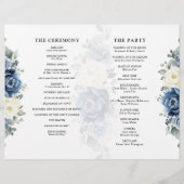 Dusty Blue Navy Champagne Ivory Wedding Programme (Achterkant)