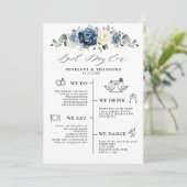 Dusty Blue Navy Champagne Ivory Wedding Programme Kaart (Staand voorkant)
