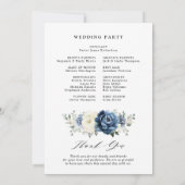 Dusty Blue Navy Champagne Ivory Wedding Programme Kaart (Achterkant)