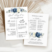 Dusty Blue Navy Champagne Ivory Wedding Programme Kaart