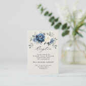 Dusty Blue Navy Champagne Ivory Wedding Reception Informatiekaartje (Staand voorkant)