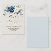 Dusty Blue Navy Champagne Ivory Wedding Reception Informatiekaartje (Voorkant / Achterkant)