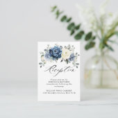 Dusty Blue Navy Champagne Ivory Wedding Reception Informatiekaartje (Staand voorkant)