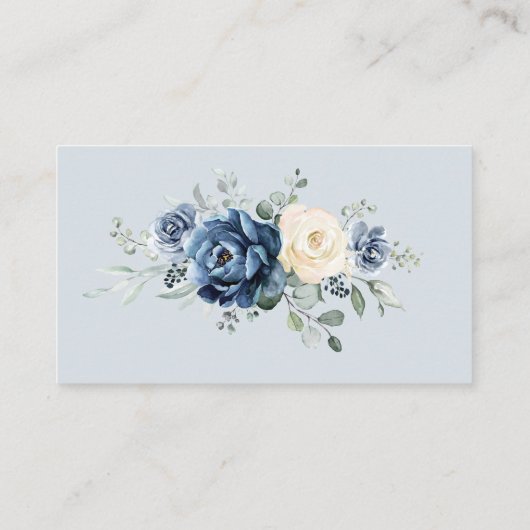 Dusty Blue Navy Champagne Ivory Wedding Reception Informatiekaartje (Achterkant)