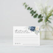 Dusty Blue Navy Champagne Ivory Wishing well Enclo Informatiekaartje (Staand voorkant)