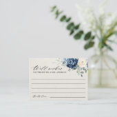 Dusty Blue Navy Champagne Ivory Wishing well Enclo Informatiekaartje (Staand voorkant)