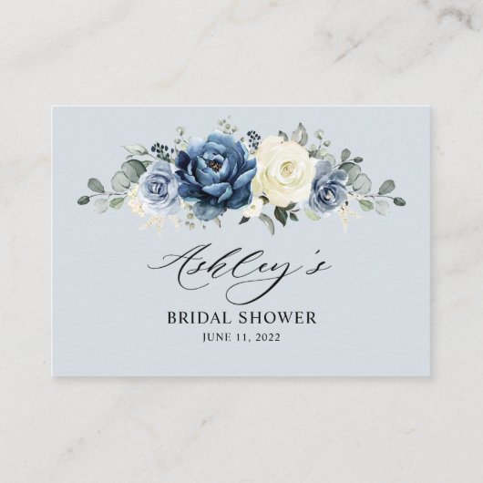 Dusty Blue Navy Champagne Ivory Wishing well Enclo Informatiekaartje (Achterkant)