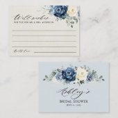Dusty Blue Navy Champagne Ivory Wishing well Enclo Informatiekaartje (Voorkant / Achterkant)