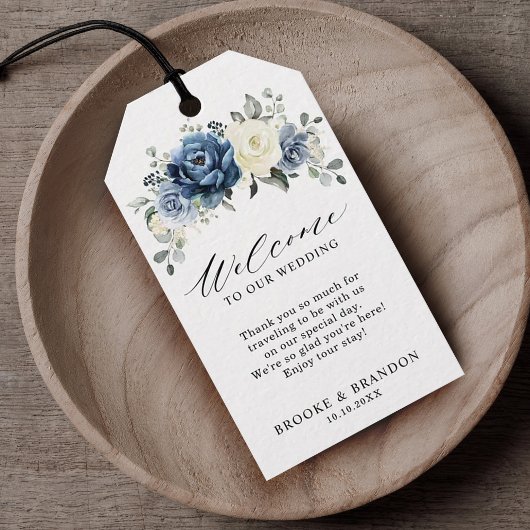 Dusty Blue Navy Champagne Wedding Welcome Gift Lab Cadeaulabel