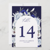 Dusty Blue Navy Floral Arch Table Number (Achterkant)