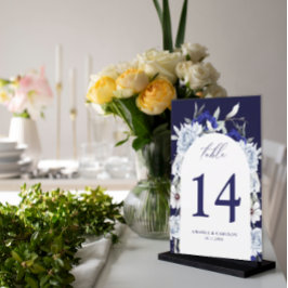 Dusty Blue Navy Floral Arch Table Number