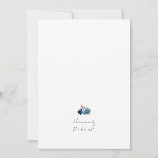 Dusty Blue Navy Floral Bridal Shower Kaart (Achterkant)