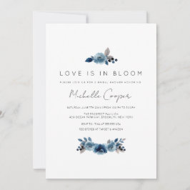 Dusty Blue Navy Floral Bridal Shower Kaart