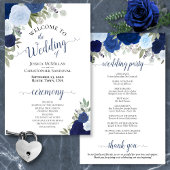 Dusty Blue & Navy Floral Budget Wedding Programme