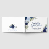 Dusty Blue & Navy Floral Elegant Boho Wedding Gastenboek (Volledig)