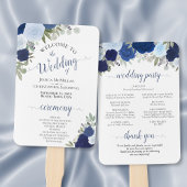 Dusty Blue & Navy Floral Elegant Wedding Programme Handwaaier