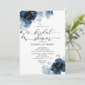 Dusty Blue Navy Floral Flowers Boho Vrijgezellenfe Kaart (Staand voorkant)