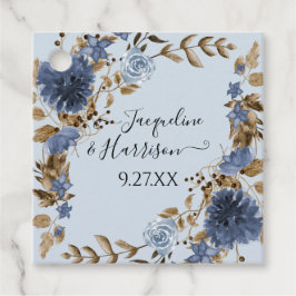 Dusty Blue Navy Floral Herfst Neutral Leaf Foliage Bedankjes Labels