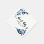 Dusty Blue Navy Floral Mr & Mrs Wedding Servet (Hoek)