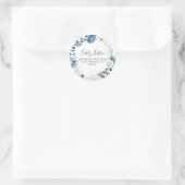 Dusty Blue Navy Floral Retouradres Sticker (Tas)
