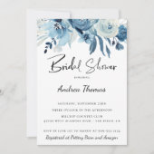 Dusty Blue Navy Floral Vrijgezellenfeest Kaart (Voorkant)