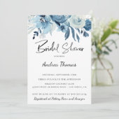 Dusty Blue Navy Floral Vrijgezellenfeest Kaart (Staand voorkant)