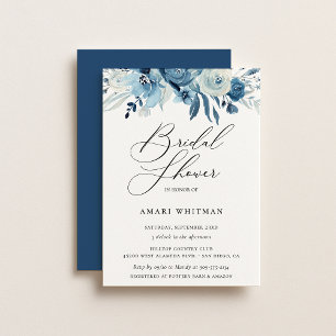 Dusty Blue Navy Floral Vrijgezellenfeest Kaart