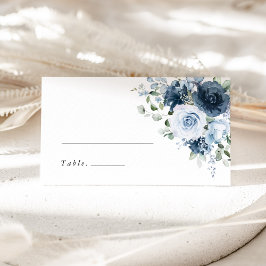 Dusty Blue Navy Floral Watercolor Wedding Name Plaatskaartje