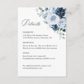 Dusty Blue Navy Floral Wedding Details, Ceremony Informatiekaartje (Voorkant)